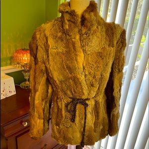 Rabbit Fur Coat 🧥 with rope tie